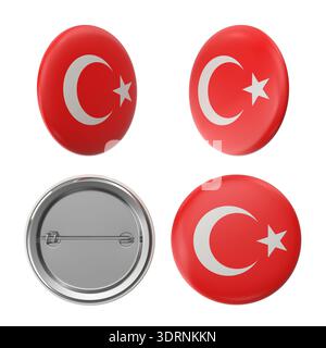 Turkish Flag Button Badges Multiple Angles Stock Photo