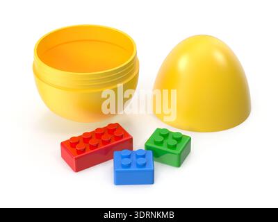 Toy egg with building blocks, educational fun for children Stock Photo