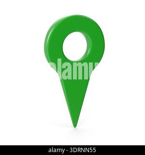 Glossy Green 3D Map Location Pin Stock Photo