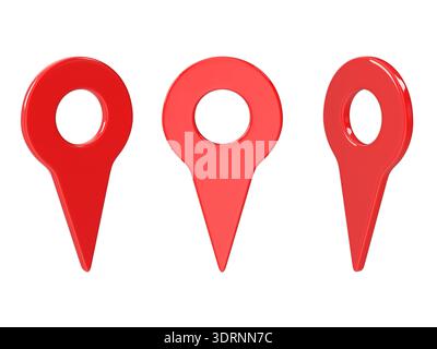 Three Red 3D Map Location Pin Icons Stock Photo