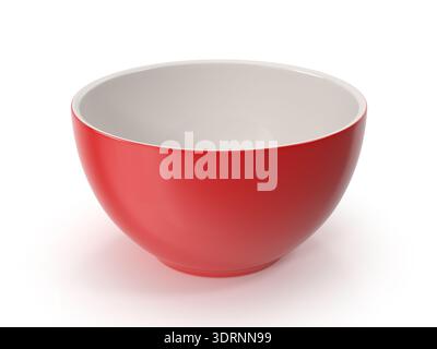 Empty Red Bowl with White Interior Stock Photo