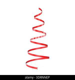 Elegant Red Spiral Ribbon Isolated on White Background Stock Photo