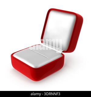 Open Red Velvet Jewelry Box with White Interior Stock Photo