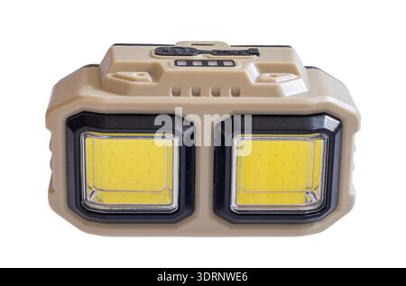 hand flashlight close-up, on a white isolated background Stock Photo