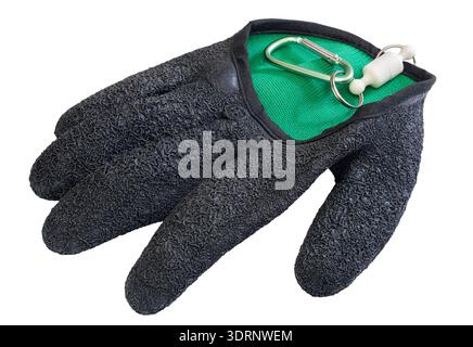 rubber fishing glove on a white isolated background. Stock Photo
