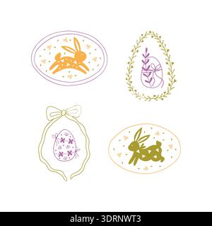Happy Easter hand drawn whimsy set Stock Vector