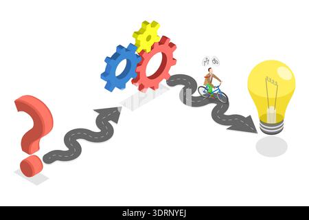3D Isometric Flat Vector Illustration of Soving a Problem Stock Photo