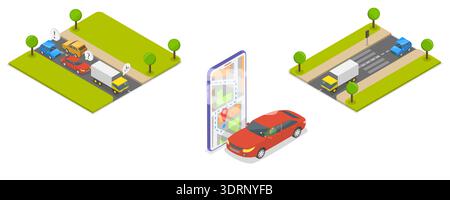 3D Isometric Flat Vector Illustration of Urban Transport Stock Photo