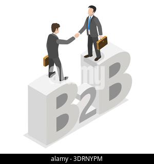 3D Isometric Flat Vector Illustration of B2B Business Model Stock Photo
