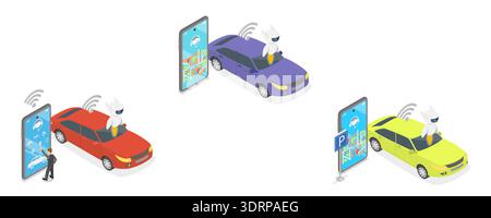 3D Isometric Flat  Illustration of Artificial Intelligence Tech, Set Of Vector Illustrations Depicting Abstract Concepts Of Auto Stock Photo