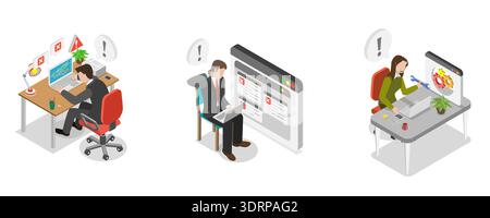 3D Isometric Flat  Illustration of Consulting Services, Software Support Stock Photo