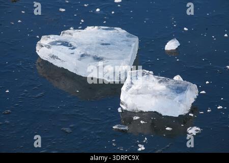 Ice surface on a frozen lake Stock Photo