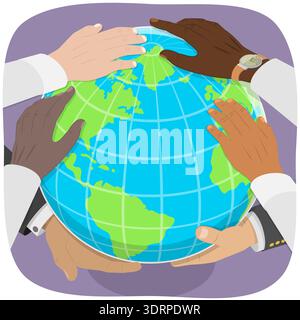3D Isometric Flat  Illustration of Equality Diversity Bringing Peace, Embracing Unity In Ethnic Global Society Stock Photo