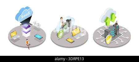3D Isometric Flat Vector Illustration of Online Data Storage Stock Photo