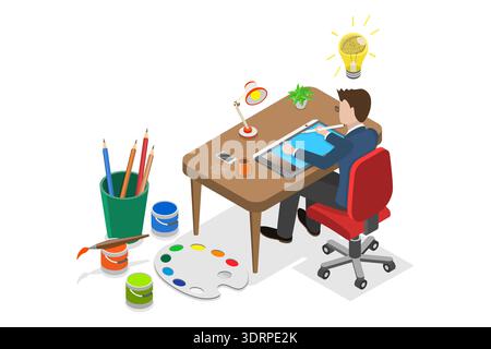 3D Isometric Flat Vector Illustration of Creative Director Stock Photo
