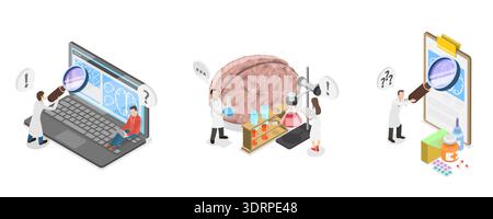 3D Isometric Flat Vector Illustration of Brain Neurological Health Stock Photo