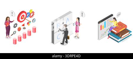 3D Isometric Flat Vector Illustration of Key Performance Indicators Stock Photo