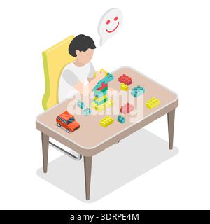 3D Isometric Flat Vector Illustration of Educational Toys Stock Photo