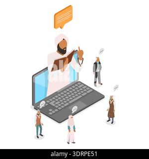 3D Isometric Flat Vector Illustration of Imam Online Stock Photo