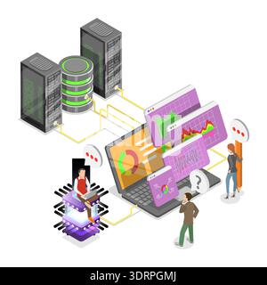 3D Isometric Flat Vector Illustration of Data Analysis Stock Photo