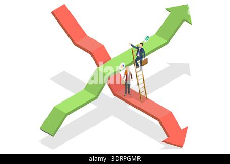 3D Isometric Flat Vector Illustration of Resolving Financial Problems Stock Photo