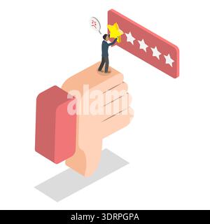 3D Isometric Flat Vector Illustration of Bad Review Stock Photo