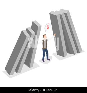 3D Isometric Flat Vector Illustration of Person Under Pressure Stock Photo