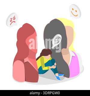 3D Isometric Flat Vector Illustration of Bipolar Disorder Stock Photo