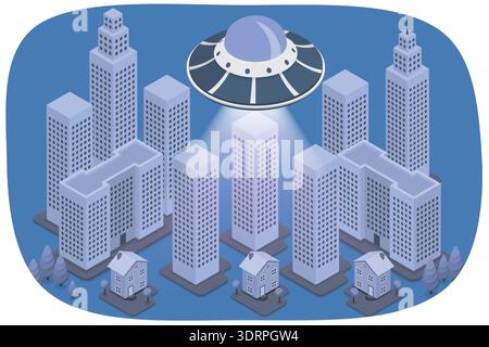 3D Isometric Flat Vector Illustration of UFO Stock Photo