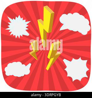 3D Isometric Flat Vector Illustration of Comic Flash Stock Photo