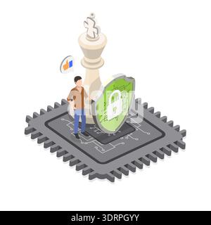 3D Isometric Flat Vector Illustration of Cyber Security Stock Photo