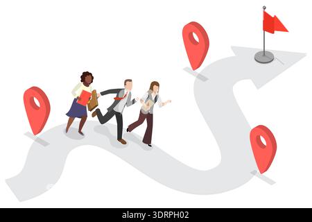 3D Isometric Flat Vector Illustration of Roadmap Stock Photo