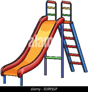 Bright vector illustration of a playground slide with ladder, clean lines, and vibrant colors Stock Vector