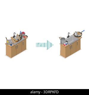3D Isometric Flat Vector Conceptual Illustration of Decluttering Stock Photo