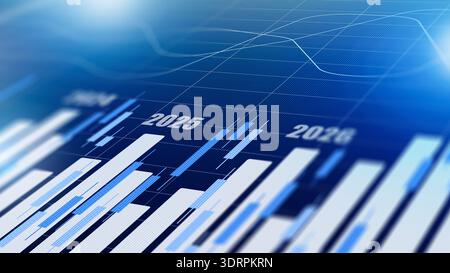 Data visualization shows trends and projections for years 2025 and 2026 in market analysis Stock Photo