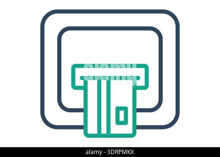ATM Machine icon. Line icon style. Icon related to bank. cash transactions elements vector illustration Stock Vector