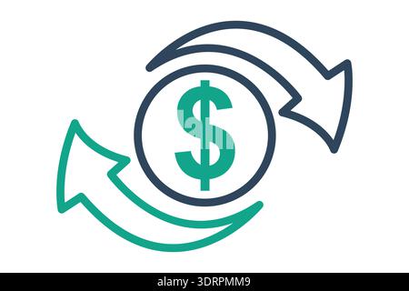 Money transfer icon. Line icon style. Icon related to bank. transfer elements vector illustration Stock Vector