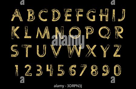 Gold glittering letters in brush hand painted style. Vector graphic. Stock Vector