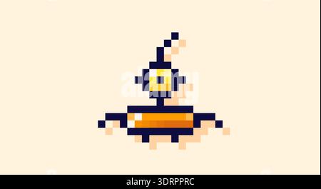 Pixel art combat painted in yellow and orange color. Stock Vector