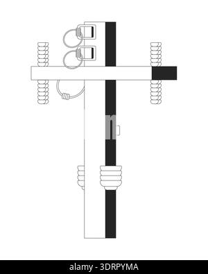 Electric utility pole 2D line object Stock Vector