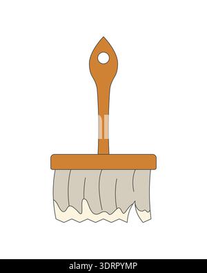 Wide paint brush tool 2D cartoon object Stock Vector