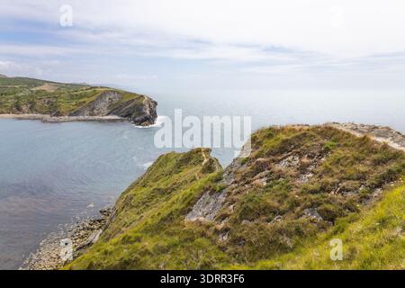 Scenic landscape of Lulworth Cove on the Jurassic Coast Stock Photo