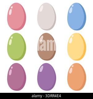 Colorful Glossy Eggs Grid Easter Design Stock Vector