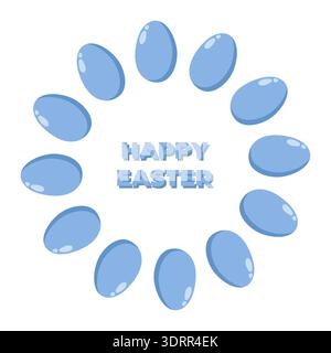 Blue Easter Egg Wreath Holiday Design Stock Vector