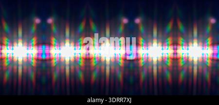 a colorful light diffraction and lens flare effect, This visual phenomenon occurs when light from a bright source is scattered as it passes through an Stock Photo