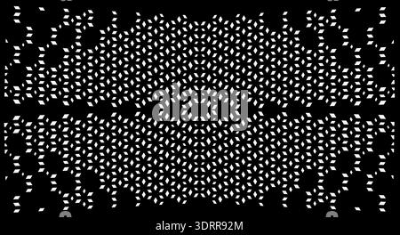 an abstract black and white geometric pattern of interlocking cubes, which is often used in architectural and interior design Stock Photo