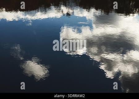 Reflections in Water Create a Mosaic of Clouds and Sky Above Stock Photo