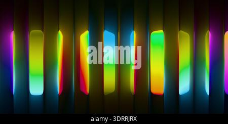 Glass abstract background color light gradient 3d render rainbow composition. Futuristic geometric neon shapes with iridescent refraction and prism Stock Photo