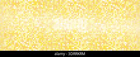 Golden mosaic disco party background. Metal gold sequin shiny sparkle decoration. Disco ball effect tile bg. glitter halftone wallpaper. Sparkling glitter backdrop. Vector illustration Stock Vector