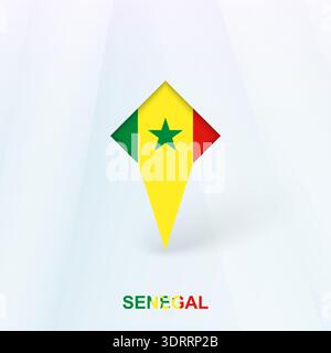 Senegal Flag Pin Icon with Geometric Design. Vector illustration. Stock Vector